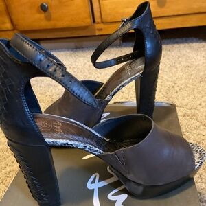 Tall Platform Chunky Leather Heels